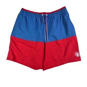 Chubbies Mens XL Swim Trunks Blue Red Colorblock 7 Inch Inseam Mesh Liner XL